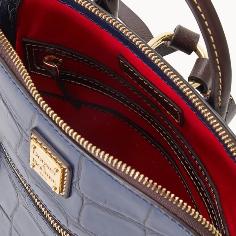 Dooney & Bourke Midnight Blue Denison Croc-Embossed Backpack - Picture 7 of 9